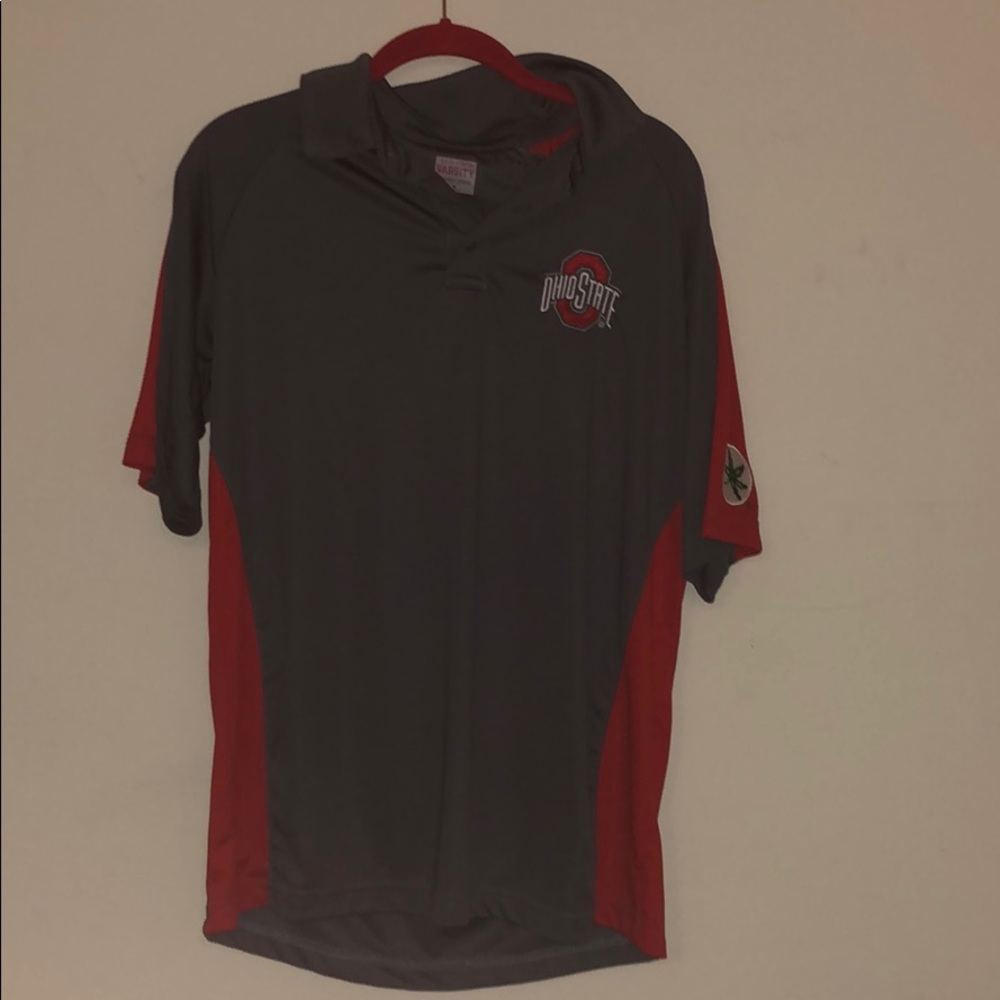 M Red and Gray Nike Ohio State Polo Authentic